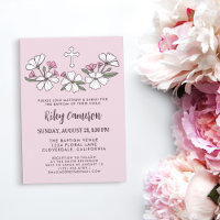 Folksy Fleurs Roses Blanches Fille Baptême