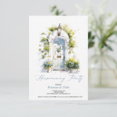 Invitation Follage bleu rustique Green House Party (Debout devant)