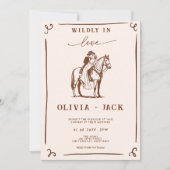 Invitation Folle Amour Mariage Western Rustique Cheval (Devant)
