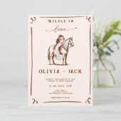 Invitation Folle Amour Mariage Western Rustique Cheval (Debout devant)