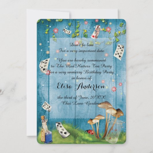 Invitation folle de fête d'anniversaire de thé de (Devant)