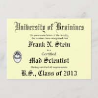 Invitation folle de plaisanterie de diplôme de