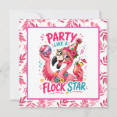 Invitation Folle fête d'étoiles de flamant rose (Devant)
