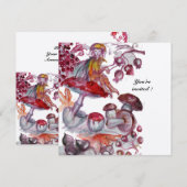 Invitation FOLLET MAGIQUE DE CHAMPIGNONS Fantaisie Florale Ro (Devant / Derrière)