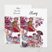 Invitation FOLLET MAGIQUE DE CHAMPIGNONS Fantaisie Rouge Blan (Devant / Derrière)