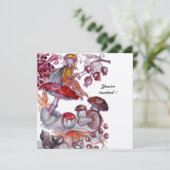 Invitation FOLLETTE MAGIQUE DE CHAMPIGNONS Rouge Blanc Floral (Debout devant)