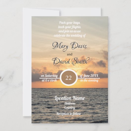 Invitation Folly Beach Morning Mariage (Devant)