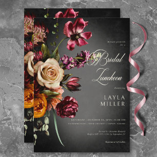 Invitation Foncé Elégant Blur Automne Floral Bridal Luncheon