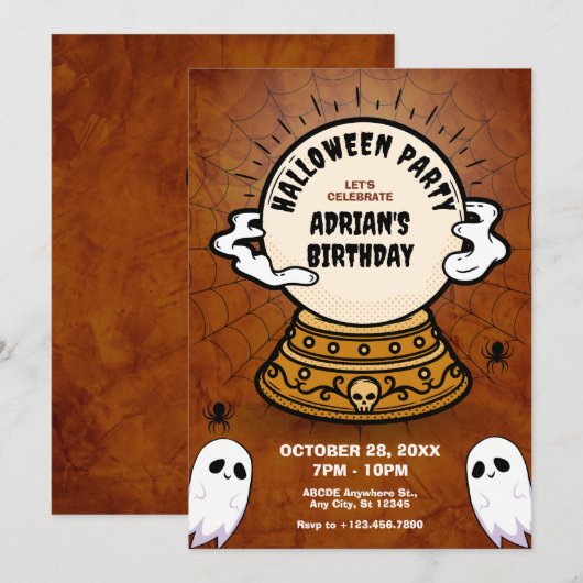 Invitation Foncé magique boule de fortune halloween anniversa (Devant / Derrière)