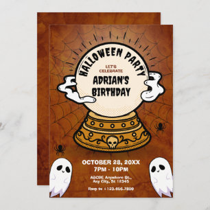 Invitation Foncé magique boule de fortune halloween anniversa