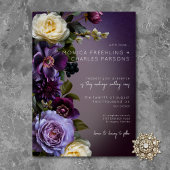 Invitation Foncé Moody Purple Lavender Floral Mariage moderne