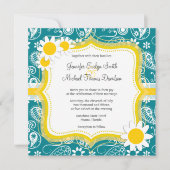 Invitation Foncé Turquoise Paisley ; Faisée (Devant)