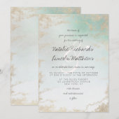 Invitation Fond Abstrait Aqua Ombre avec Parties scintillant (Devant / Derrière)