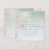 Invitation Fond Abstrait Aqua Ombre avec Parties scintillant (Devant / Derrière)