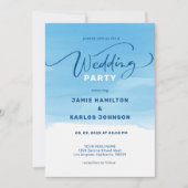Invitation Fond aquarelle bleu ciel et typographie élégante (Devant)