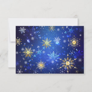 Invitation Fond bleu de Noël avec flocons d'or
