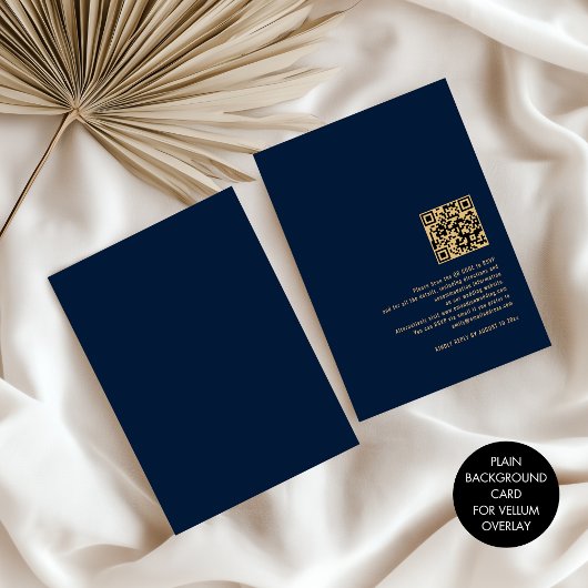 Invitation Fond bleu marine uni pour superposition de vélin