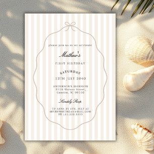 Invitation Fond Brun Beige Rayures Classique pour Tout Annive