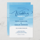 Invitation Fond d'aquarelle bleu ciel et typographie élégante (Devant / Derrière)