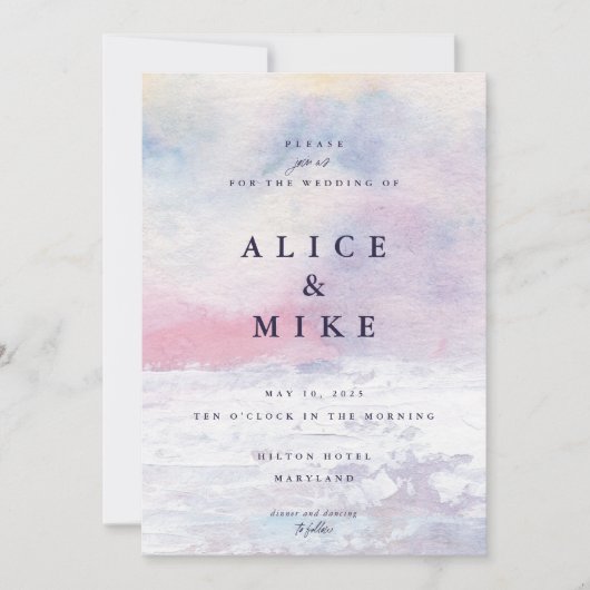 Invitation Fond d'aquarelle rose et violet abstrait Invit (Devant)