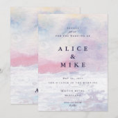 Invitation Fond d'aquarelle rose et violet abstrait Invit (Devant / Derrière)