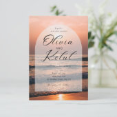 Invitation Fond de la plage de mer avec coucher de soleil (Debout devant)