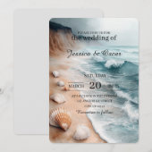 Invitation Fond de mariage de rivage côtier tranquille (Devant / Derrière)