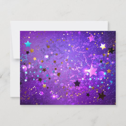 Invitation Fond de papier aluminium violet avec des étoiles (Devant)