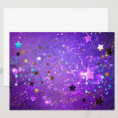 Invitation Fond de papier d'aluminium violet avec des étoiles (Devant / Derrière)