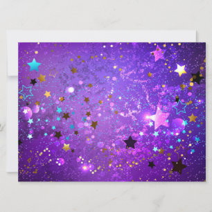 Invitation Fond de papier d'aluminium violet avec des étoiles