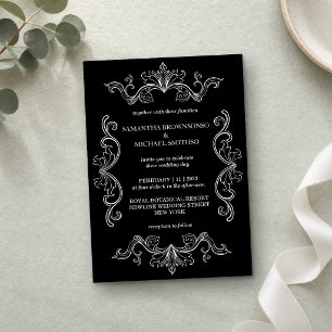 Invitation Fond de photo à cadre ornemental noir et blanc