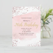 Invitation Fond de teint rose à l'aquarelle avec paillettes  (Debout devant)