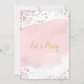 Invitation Fond de teint rose à l'aquarelle avec paillettes  (Dos)
