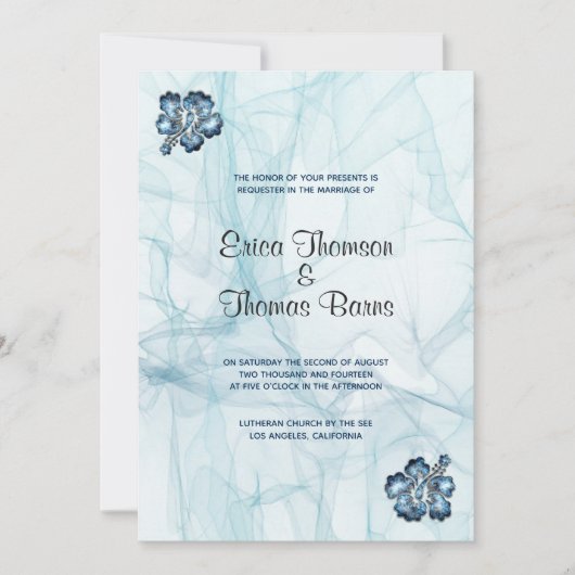 Invitation Fond de tons pastel bleu mariage (Devant)