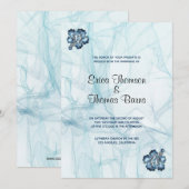 Invitation Fond de tons pastel bleu mariage (Devant / Derrière)