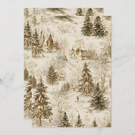 Invitation Fond d'invitation de forêt de pin rustique | Vinta (Devant / Derrière)