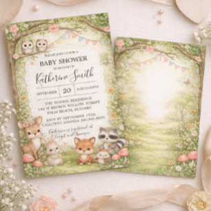 Invitation Fond d'invitation pour Baby Shower Animaux de la F