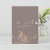 Invitation Fond DIY de la skyline de Dallas Rose Gold/PixDezi (Debout devant)