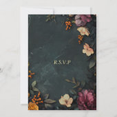 Invitation Fond en marbre sombre avec détails floraux (Dos)
