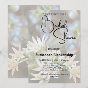 Invitation Fond floral de succulentes blanches pour une baby