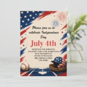 Invitation Fond graphique de baseball pour la fête de l'Indép (Debout devant)