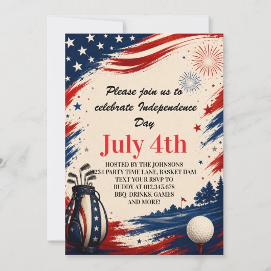 Invitation Fond graphique de golf pour la fête de l'indépenda (Devant)