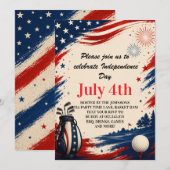 Invitation Fond graphique de golf pour la fête de l'indépenda (Devant / Derrière)