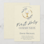 Invitation fond jaune pâle Première Sainte Communion (Devant / Derrière)