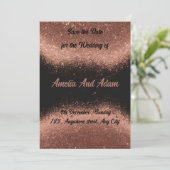Invitation Fond noir personnalisable rose gold (Debout devant)
