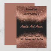 Invitation Fond noir personnalisable rose gold (Devant / Derrière)