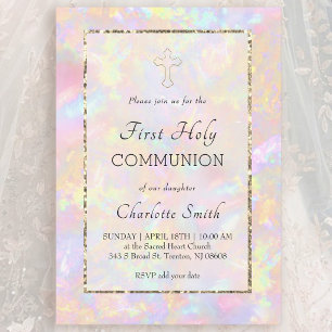 Invitation fond opale Première Communion