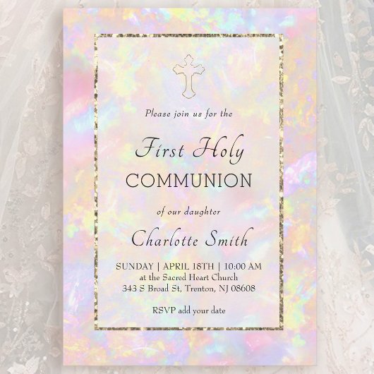 Invitation fond opale Première Communion