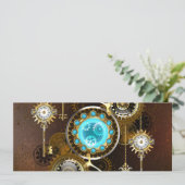 Invitation Fond rouillé Steampunk avec verres turquoise (Debout devant)