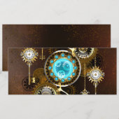 Invitation Fond rouillé Steampunk avec verres turquoise (Devant / Derrière)
